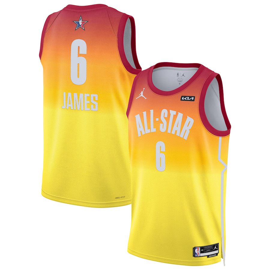 Men Los Angeles Lakers 6 LeBron James Jordan Brand Orange 2023 NBA All-Star Game Swingman NBA Jersey